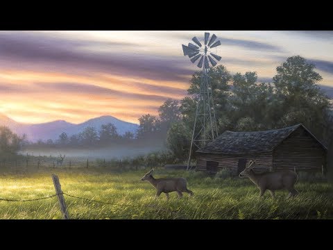 Landscape Painting Time-lapse | Sunset on the Farm