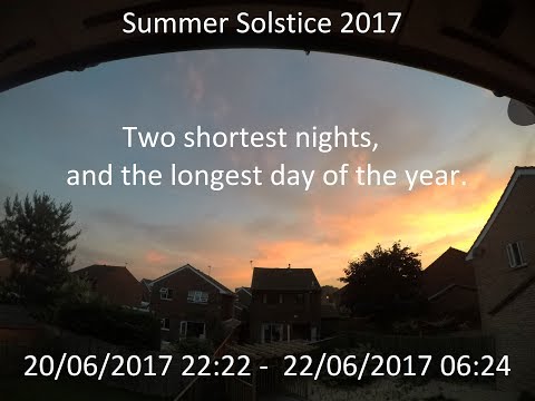Summer Solstice 2017 time lapse of both sunset and sunrise of midsummer day June 21, 2017