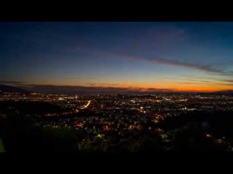 Sunset and city by night timelapse video