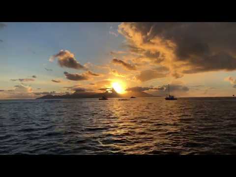 Tahitian Sunset Time Lapse with boats