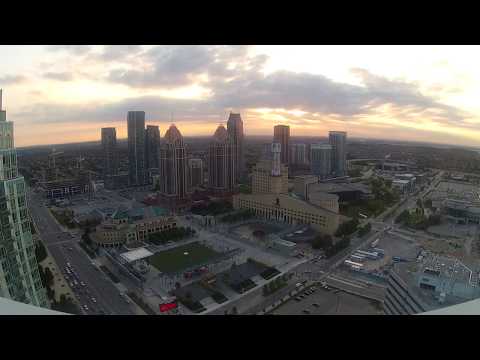 Sunset time-lapse of Celebration Square in Mississauga