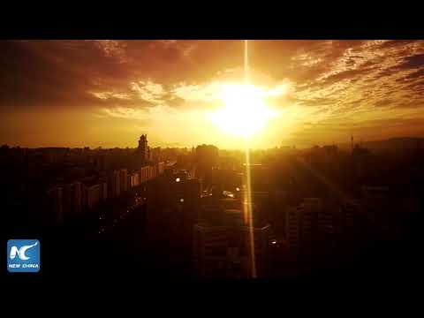 Time-lapse of sunset glow in Beijing