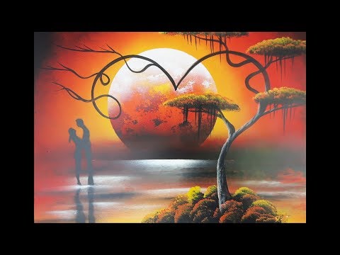 Spray paint art – Romantic sunset – made by street artist *time lapse*