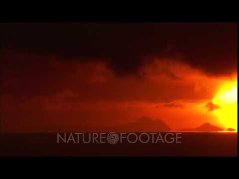 Sunset Sun Setting Time Lapse Over Ocean Orange