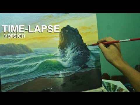 Time-lapse Acrylic Painting Demo – Sunrise Beach by JMLisondra